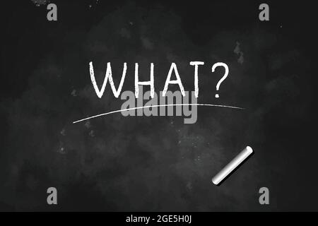 What ? written with chalk on blackboard icon logo design vector illustration Stock Vector