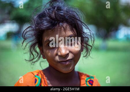 portrait of indian girl with brown eyes. Stock Photo