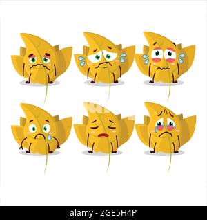 Conkers yellow leafz cartoon character with sad expression. Vector illustration Stock Vector