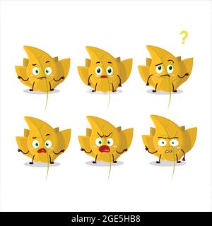 Cartoon character of conkers yellow leafz with what expression. Vector illustration Stock Vector