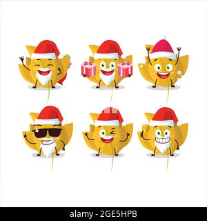 Santa Claus emoticons with conkers yellow leafz cartoon character. Vector illustration Stock Vector