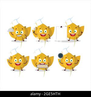 Cartoon character of conkers yellow leafz with various chef emoticons. Vector illustration Stock Vector