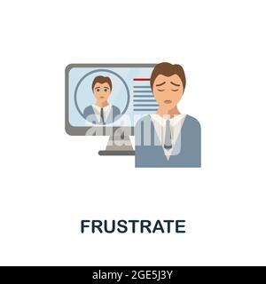 Frustrate flat icon. Colored sign from cyberbullying collection. Creative Frustrate icon illustration for web design, infographics and more Stock Vector