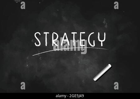 Strategy  written with chalk on blackboard icon logo design vector illustration Stock Vector