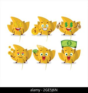 Conkers yellow leafz cartoon character with cute emoticon bring money. Vector illustration Stock Vector