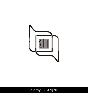 letter b q overlapping bubble talk thin line logo vector Stock Vector