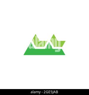 triangle green mountain arrows letter m simple geometric logo vector Stock Vector