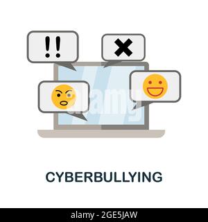 Cyberbullying flat icon. Colored sign from collection. Creative Cyberbullying icon illustration for web design, infographics and more Stock Vector