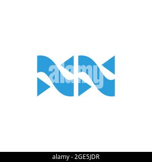 letter nn triangle blue waves geometric simple logo vector Stock Vector