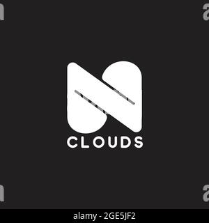 letter n simple geometric cloud logo vector Stock Vector