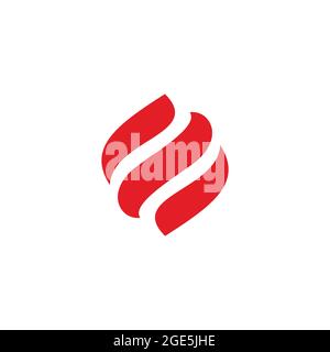 red flame curves simple geometric logo vector Stock Vector