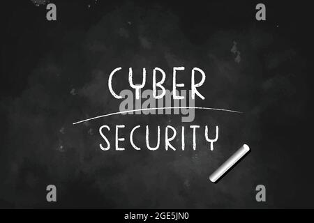 Cyber Security written with chalk on blackboard icon logo design vector illustration Stock Vector