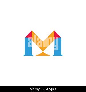 letter m colorful mosaic simple geometric logo vector Stock Vector