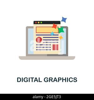 Digital Graphics flat icon. Colored sign from design thinking collection. Creative Digital Graphics icon illustration for web design, infographics and Stock Vector