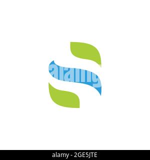 simple letter s leaf water natural symbol logo vector Stock Vector