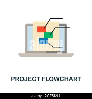 Project Flowchart flat icon. Colored sign from design thinking collection. Creative Project Flowchart icon illustration for web design, infographics Stock Vector