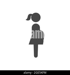 Pregnant woman simple vector icon. Black glyph sign. Stock Vector