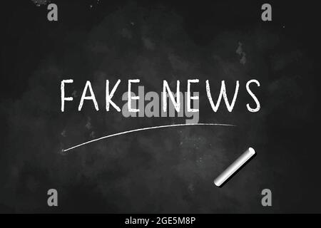 FAKE NEWS written with chalk on blackboard icon logo design vector illustration Stock Vector