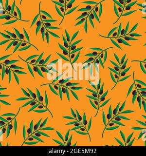 Single Repeat Pattern Olive Olive green leaf pattern with repeating floral motif design Stock ...