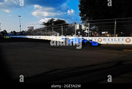 August 08, 2021: NTT IndyCar Series driver Alex Palou drives the NTT Data - Chip Ganassi Racing Honda towards turn six during the inaugural Big Machine Music City Grand Prix on the streets of Nashville in Nashville, TN. Austin McAfee/CSM Stock Photo