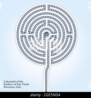 Labyrinth of the Basilica of San Vitale, Ravenna, Italy, vector illustration Stock Vector
