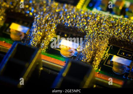 LEDs on an electronic circuit board close up Stock Photo