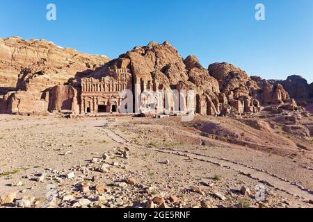 Royal Tombs at the Jabal al Khubtha rock massif in Petra, jordan Stock ...