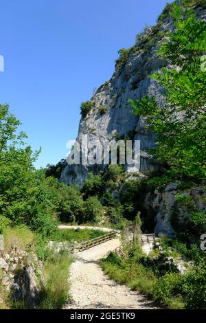 Hiking trail in Buzetski kanjon, climbing area, Istria, Croatia Stock Photo