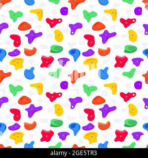 Seamless pattern of climbing grips or holds in the gym bouldering training flat style design vector illustration. Stock Vector