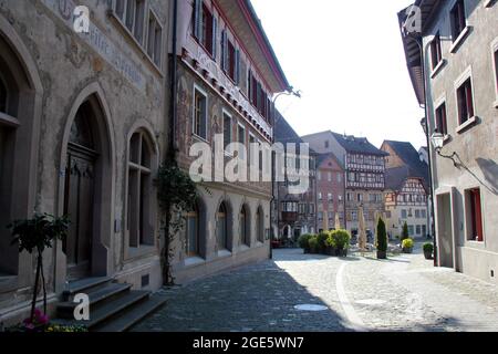 Streets of Stein am Rhein with Frescos Stock Photo