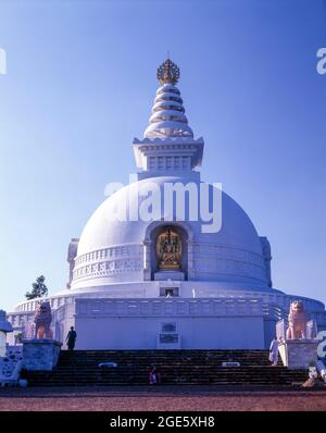 Vishwa Shanti Stupa in Rajgir, Bihar, India Stock Photo