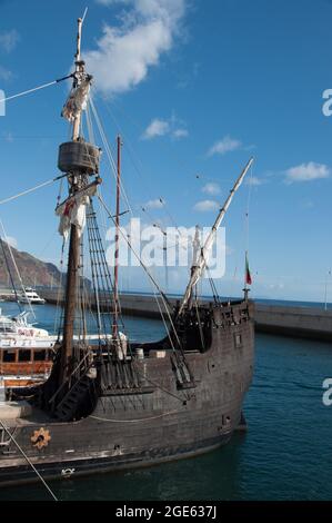 Santa Maria de Colombo, Replica of Columbus's Santa Maria, Marina, Funchal, Madeira, Portugal, Europe Stock Photo