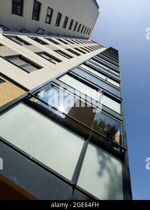 Re-clad high rises residential buildings, Halifax, West Yorkshire, northern England,UK Stock Photo