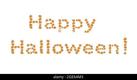 Words Happy Halloween made of pumpkins on white background. Vector template for invitations, cards, etc. Stock Vector