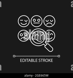 Reading emotions white linear icon for dark theme Stock Vector