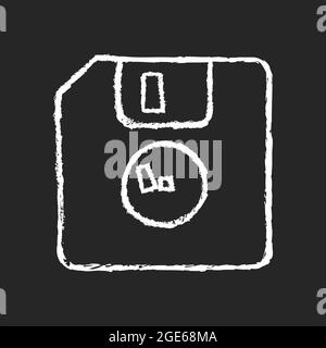 Diskette chalk white icon on dark background Stock Vector