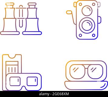 Authentic vintage gradient linear vector icons set Stock Vector