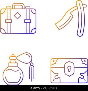 Vintage collection gradient linear vector icons set Stock Vector