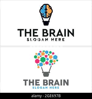 Colorfull the brain tech icon logo Stock Vector