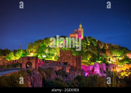 Tsarevets Fortress in Veliko Tarnovo in a beautiful summer night, Bulgaria Stock Photo