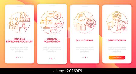 Science denial red onboarding mobile app page screen Stock Vector
