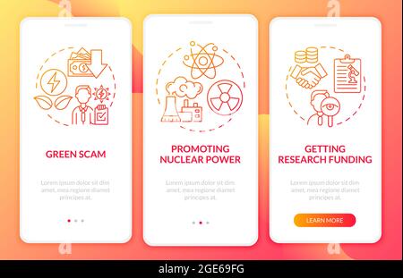 Getting research funding red gradient onboarding mobile app page screen Stock Vector