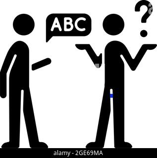 Language barriers black glyph icon Stock Vector