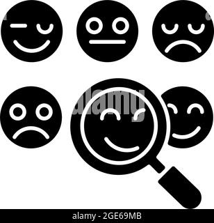 Reading emotions black glyph icon Stock Vector