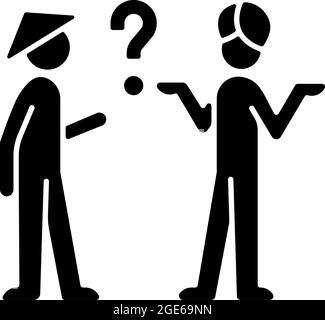 Cultural barriers black glyph icon Stock Vector