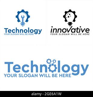 Symbol icon gear lightbulb wrench bubble dot logo initial design combination Stock Vector