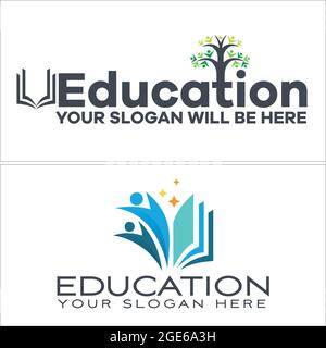 Education symbol with icon combination people book and tree logo Stock Vector