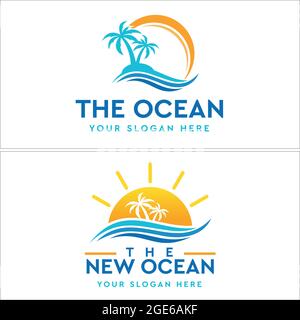 Blue Ocean summer logo Stock Vector