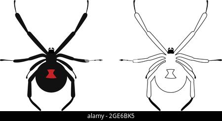 Black Widow Poisonous Spider Vector Illustration. Halloween Clipart. Stock Vector