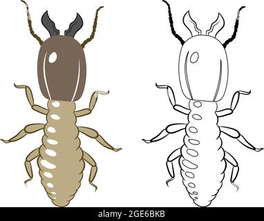 Termite 2d Vector Clipart. Insects Bugs Worms Pest and Flies Isolated. Stock Vector